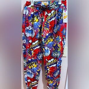 Men's Comic Print Joggers - Red & Blue